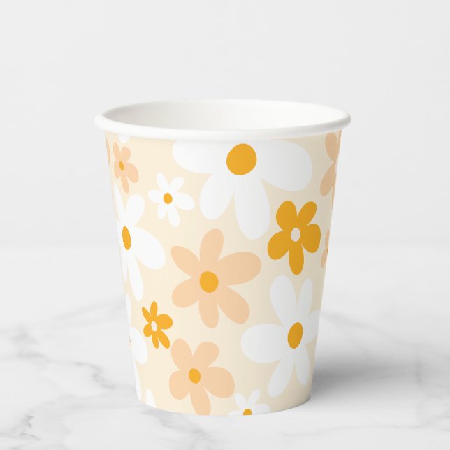 Vasos De Papel Daisy blanco y amarillo (Anverso)