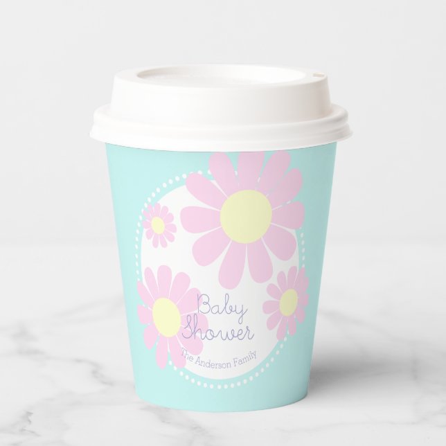 Vasos De Papel Daisy Simple Baby Shower Blue (Anverso)