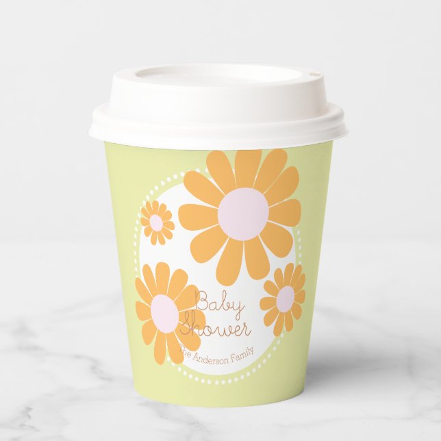 Vasos De Papel Daisy Simple Baby Shower Green (Anverso)