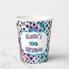 Vasos De Papel Dalmatian Spots Pastel Watercolor Cumpleaños