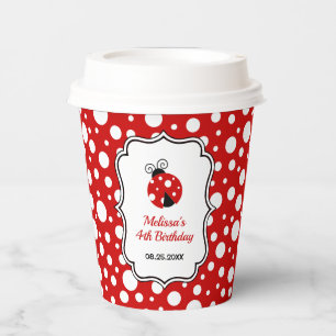 Vasos De Papel Dama de lunares rojos y blancos Cumpleaños infanti