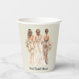 Vasos De Papel Damas de Honor Verde Salvia Ducha Nupcial