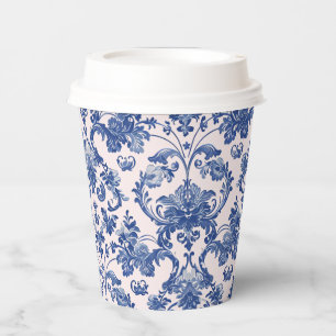 Vasos De Papel Damasco rosa y azul para el abuelo