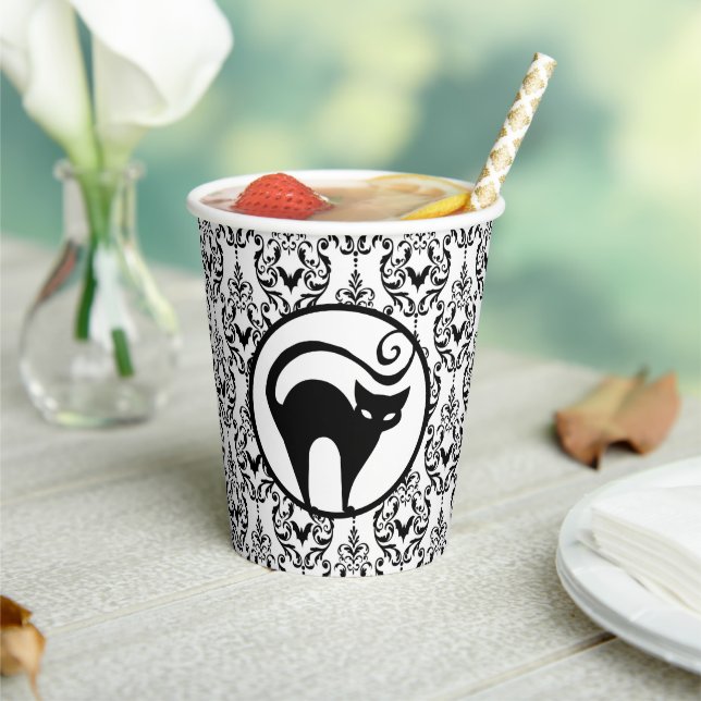 Vasos De Papel Damask Glam | Gatos y latas de papel (in situ)