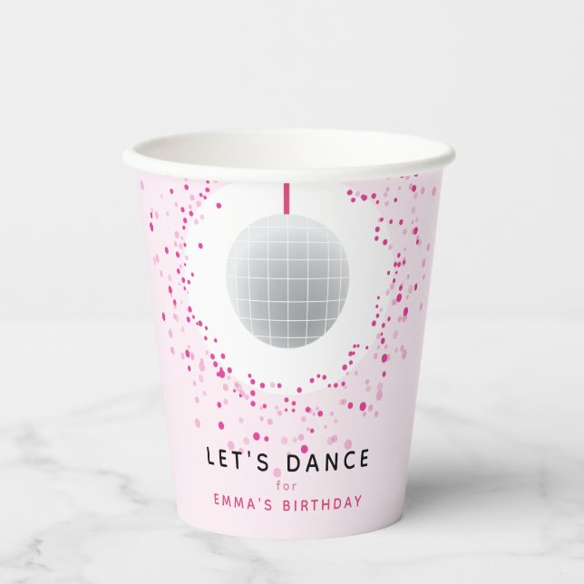 Vasos De Papel Dance Disco Ball Fiesta Personalizado Fiesta negro (Anverso)
