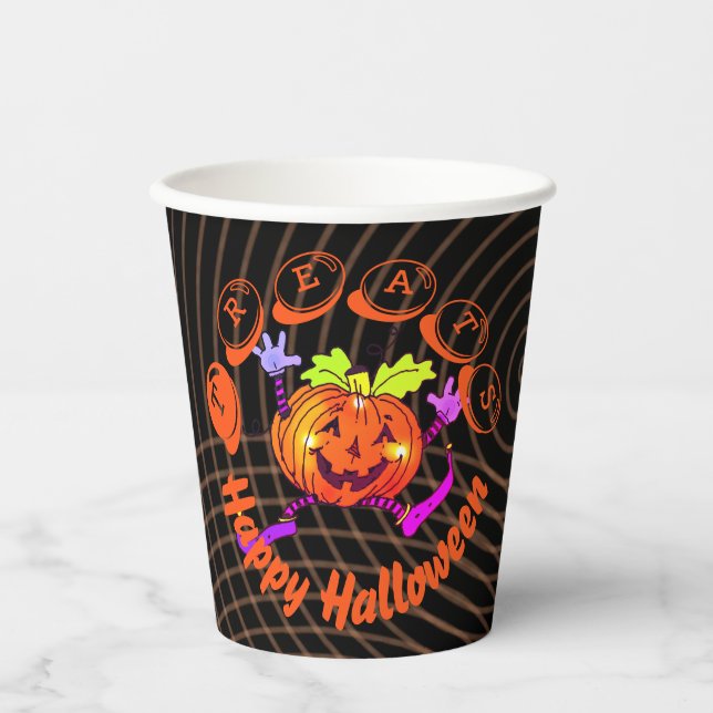 Vasos De Papel Dancing Happy Pumpkin Halloween (Anverso)