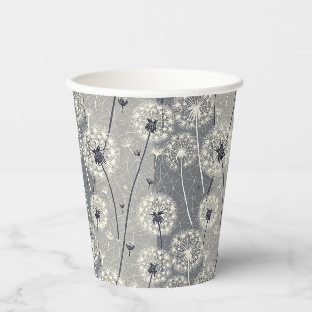 Vasos De Papel Dandelion monocromo moderno (Anverso)