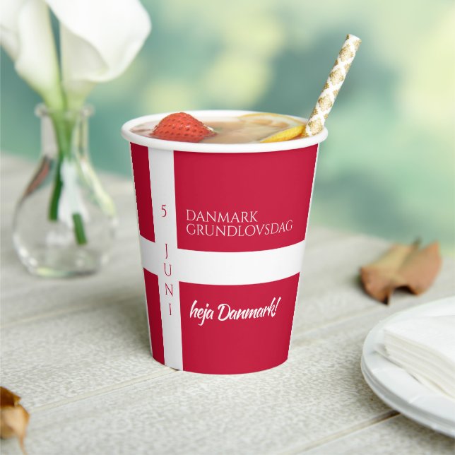 Vasos De Papel Danmark Grundlovsdag Bandera del Día Nacional Dané (in situ)