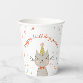 Vasos De Papel Dapper Kitty Feliz Cumpleaños