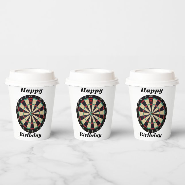 Vasos De Papel Dardos Feliz Cumpleaños, Tazas de Papel (Multi)