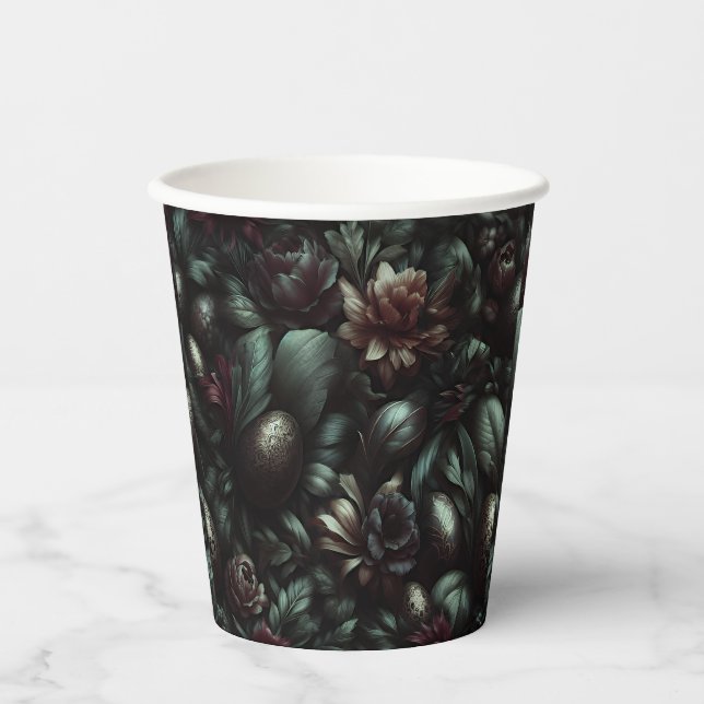 Vasos De Papel Dark Botanical Easter Paper Cups – Moody (Anverso)
