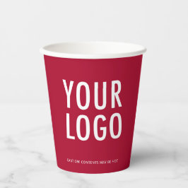 Vasos De Papel Dark Red Paper Cups Custom Business Logo 8 oz