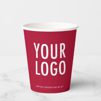 Vasos De Papel Dark Red Paper Cups Custom Business Logo 8 oz