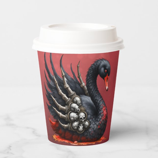 Vasos De Papel Dark Swan of Bones – Gothic Elegance  (Anverso)