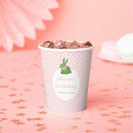 Vasos De Papel Darling Boxwood Bunny Pink Green Baby Fiesta