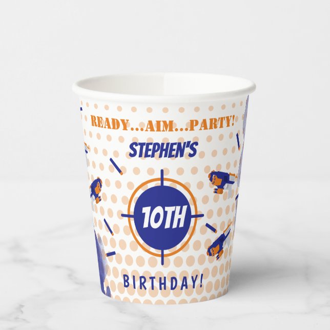 Vasos De Papel Dart Gun Battle War Boys Fiesta de Cumpleaños (Izquierda)