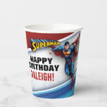Vasos De Papel DC Comics | Superman - Birthday<br><div class="desc">What's that - is it a bird, a plane? Why it's Superman! The Man of Steel, flying in for a special birthday party surprise thanks to DC Comics. This vintage comic book character explodes off the page with super human strength for an awesome party tribute. A cool, kid's character that's...</div>