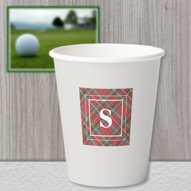 Vasos de papel de 8oz con patrón de tartán Stewart (Subido por el creador)