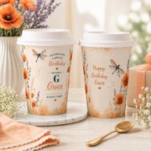 Vasos de Papel de Amapola de Agosto Personalizados