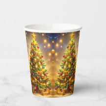 Vasos de Papel de Árbol de Navidad Decorado