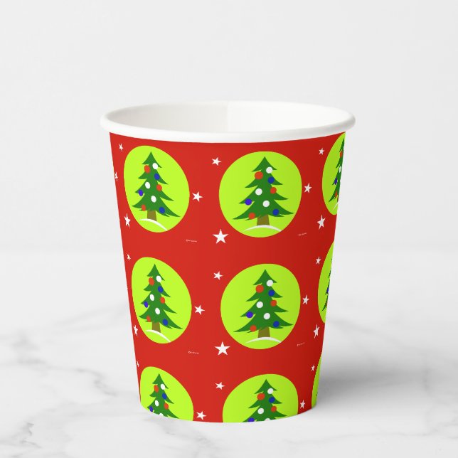 Vasos de papel de árbol de Navidad patriótico (Izquierda)
