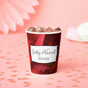 Vasos de Papel de Boda con Clavel Floral Rojo