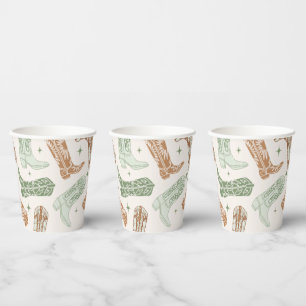 Vasos de papel de botas de vaquero verdes
