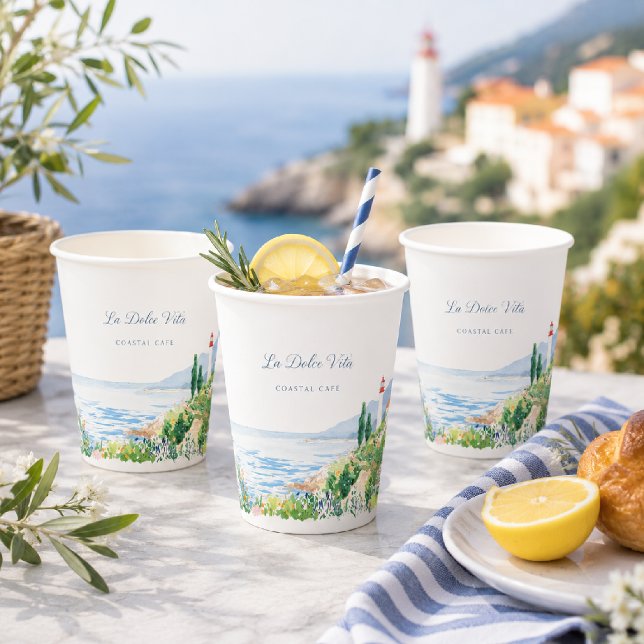 Vasos de papel de café costero mediterráneo (Subido por el creador)