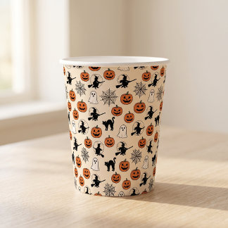Vasos de papel de calabaza de bruja de Halloween 8