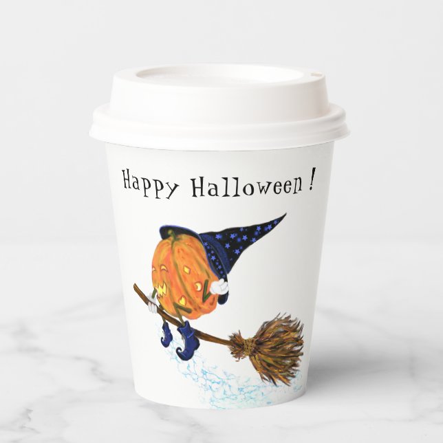 Vasos de Papel de Calabaza de Halloween (Anverso)
