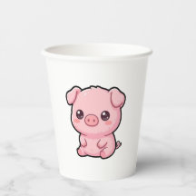 Vasos de papel de cerdito bebé lindos