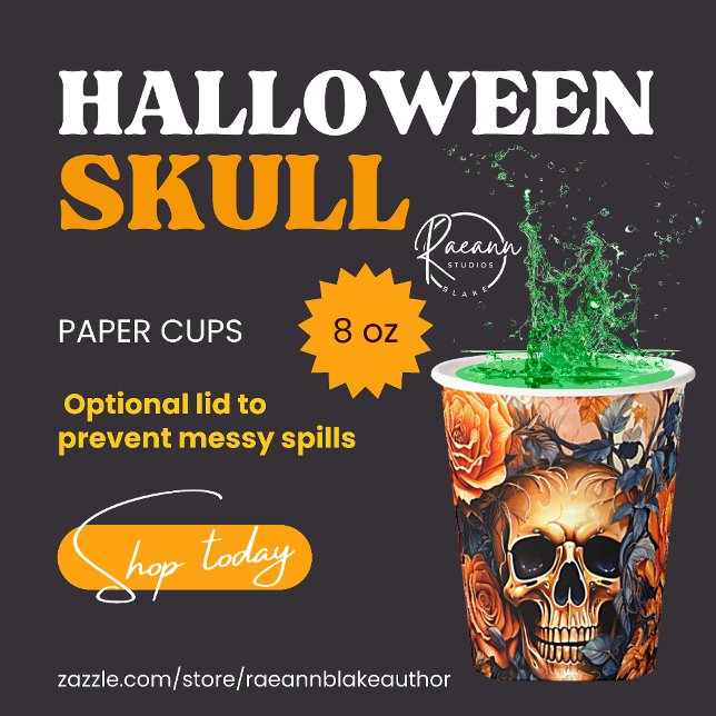 Vasos de papel de cráneo de Halloween espeluznante (Subido por el creador)