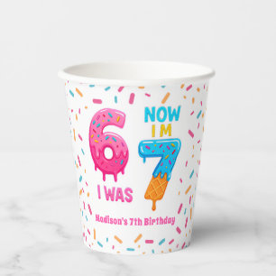 Vasos de papel de cumpleaños 67 Helado Six Seven