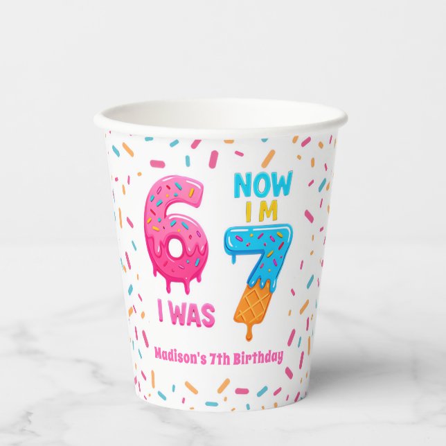 Vasos de papel de cumpleaños 67 Helado Six Seven (Anverso)