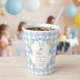 Vasos de papel de cumpleaños con lazo azul Silly G