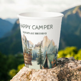 Vasos de papel de cumpleaños de aventura de campam