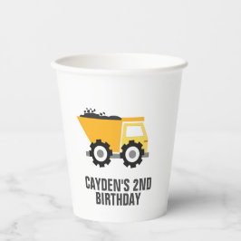 Vasos de papel de cumpleaños de camión de construc