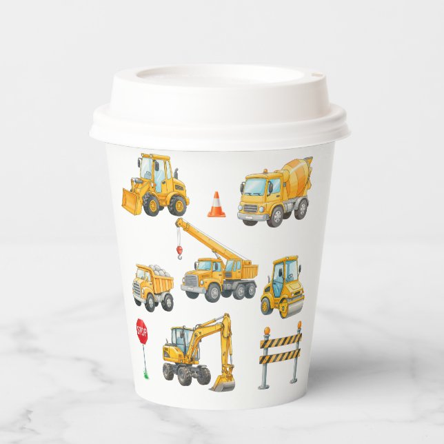 Vasos de papel de cumpleaños de construcción (Anverso)