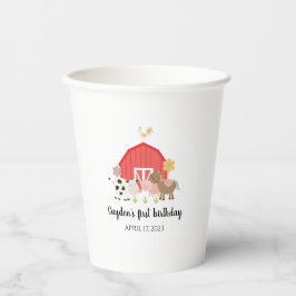 Vasos de papel de cumpleaños de granja y animales