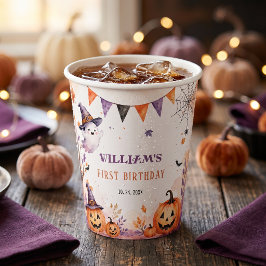 Vasos de papel de cumpleaños de Halloween de calab