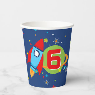 Vasos de papel de cumpleaños de nave espacial cohe