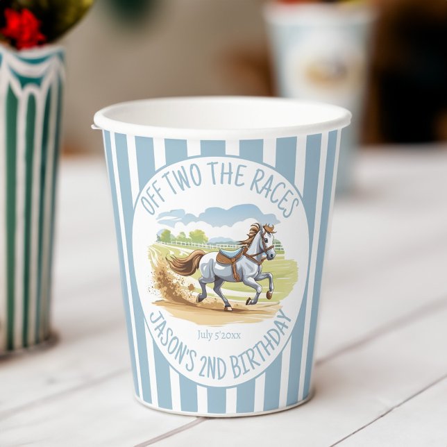 Vasos De Papel De dos carreras fiesta de derby ecuestre impreso (Off two the races horses equestrian derby party printed paper cups personalized tableware decor)