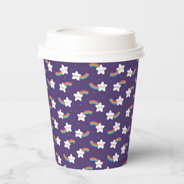 Vasos de papel de estrellas de arcoíris (Anverso)
