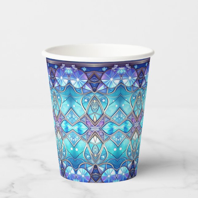 Vasos de Papel de Fiesta con Patrón de Vidrio Empl (Anverso)