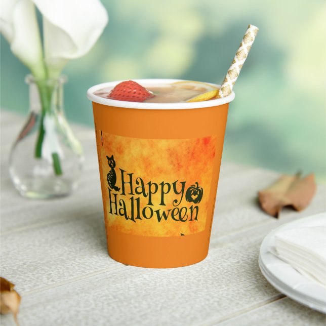 Vasos de papel de fiesta Halloween Gato Negro (in situ)