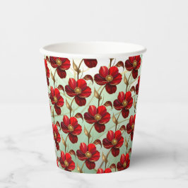 Vasos de Papel de Flor Roja de Vidrio Emplomado