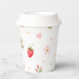 Vasos de papel de fresa con acuarela