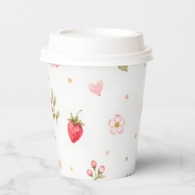 Vasos de papel de fresa con acuarela (Anverso)