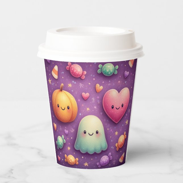 Vasos de papel de Halloween Kawaii lindos (Anverso)