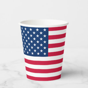 Vasos de papel de la bandera estadounidense patrió
